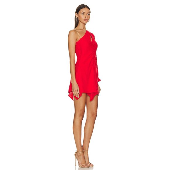NWT Lovers and Friends Rosalie Mini Dress in Bright Red One-Shoulder Asy… - Picture 2 of 10